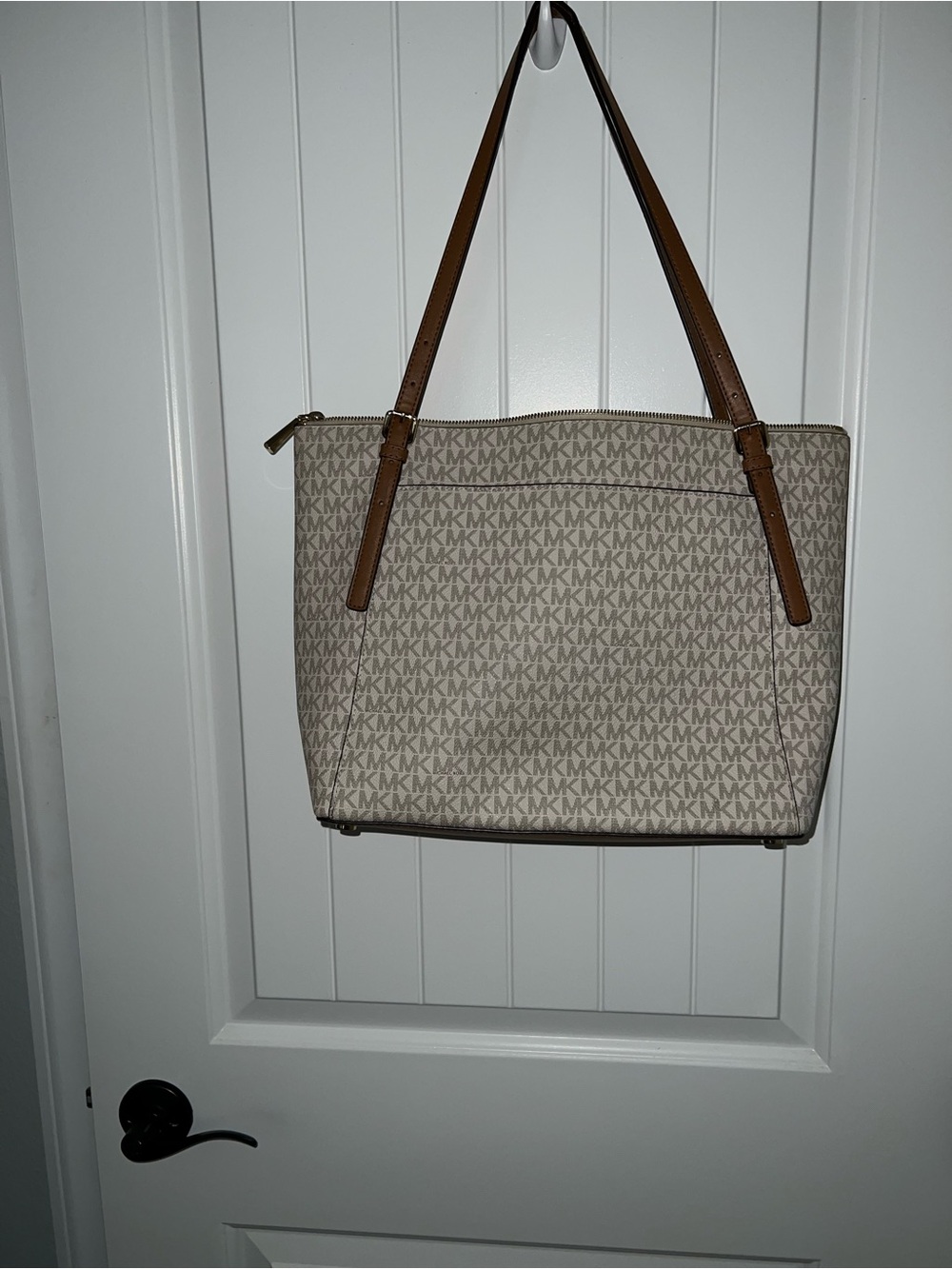Michael Kors Beige Logo Tote with Brown Straps - Picture 6 of 14